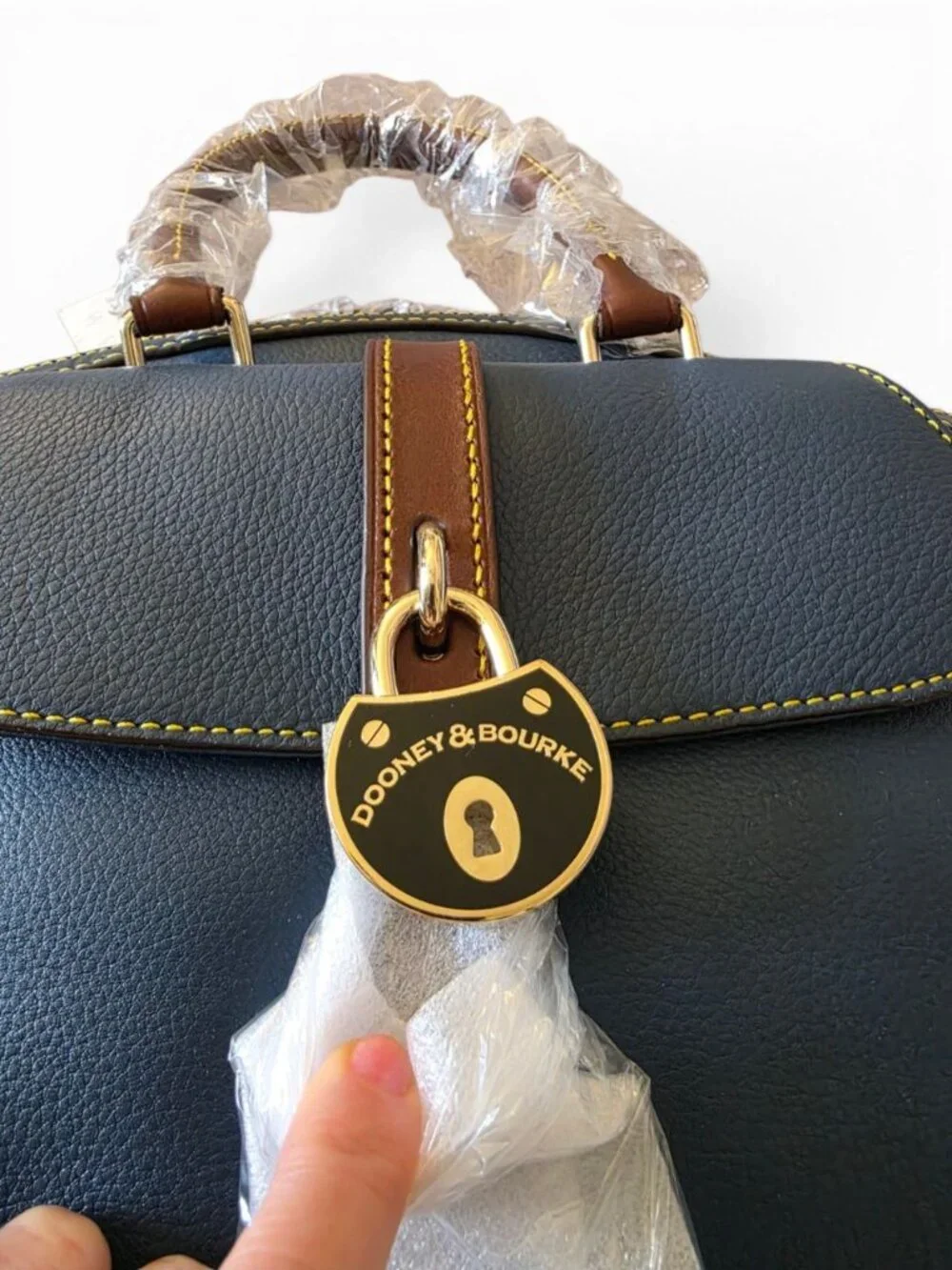 Dooney & Bourke Samba Denim Blue Leather Satchel NWT Crossbody Dust Bag